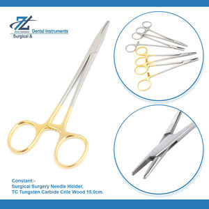 Portaagujas TC de carburo de tungsteno Crilewood Portaagujas de madera Crile de 15cm Instrumentos quirúrgicos de acero inoxidable de carburo de tungsteno - Product Image 3