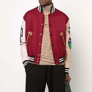 Retro Vintageผู้ชายปักโลโก้Lettermanแจ็คเก็ตผู้ผลิตเบสบอลBomberหนังแจ็คเก็ต - Product Image 1