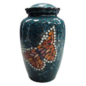 Urna de cremación de mariposa con decoración de mosaico, diseño único, ataúd de Metal sólido, urnas para cenizas humanas para adultos para servicios funerarios - Product Image 3