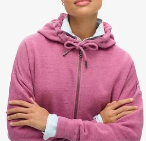 Low MOQ Custom OEM Service Women Solid Color Winter Custom Logo Print Women <b>Hoodies</b> Full Zipper <b>Pink</b> Color Athleisure Hoodie - Product Image 6