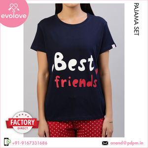 Distribuidor de confianza que vende Conjunto de pijama de media manga hecho de algodón 100% lavado biológico para mujer a precio con descuento - Product Image 4