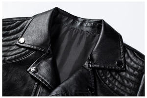Blouson en cuir pour homme coupe classique, style moto et motard, en toile et cuir de vache pour l'hiver - Product Image 2