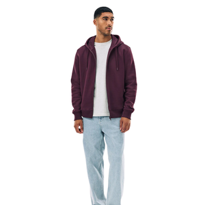 Maroon Zip Up Hoodie For <b>Men</b> And Women Casual Solid <b>Hooded</b> Sweatshirt Warm <b>Fleece</b> Long Sleeve Winter Streetwear Daily Wear - Product Image 2