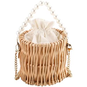 Bolso Tote de paja ecológico Emilie Palm Woven con bolsa interior y Asa con cuentas - Product Image 5