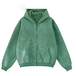 Vintage Acid Washed Long Sleeve Oversized <b>Zip</b> <b>up</b> Men's Hoodies Hooded Pullover for Men - Product Image 4