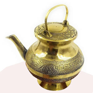 Lota de Latón Puro Vintage de Alta Calidad con Grabado y Acabado Pulido para Uso en la Cocina, Artículo de Cocina Árabe Antiguo - Product Image 1