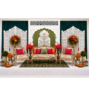 Elegant White Wooden Wedding <b>Backdrop</b> Panel Setup Luxury White Carved Wooden Panel Setup White Jali Wooden <b>Frame</b> Decor USA - Product Image 1