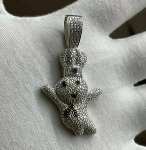 Dessin animé mignon pendentif Hip Hop en argent Sterling 925 avec diamant rond taille brillante cultivé en laboratoire parfait cadeau pendentifs à breloque - Product Image 2