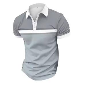 Camisa de lona sólida de verano para hombre, ropa deportiva de manga corta con botones informales de negocios, bolsillo de algodón y LICRA, secado rápido personalizado - Product Image 3