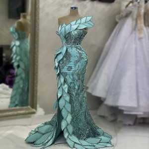 Robe de soirée de luxe pour femme, ornée de perles et de cristaux, avec strass brillants et sequins, longue, tissée, silhouette sirène, légère, respirante, grande taille - Product Image 1