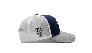 Navy Custom Logo Trucker Sombreros Denim Canvas Casual 3D Bordado Vietnam Ropa - Product Image 3