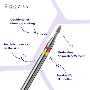 Broca Profesional de Diamante para Uñas, Punta Cónica Afilada, 1.6 mm, Rojo+Amarillo, para Cuidado de Cutículas, Manicura y Pedicura, OEM - Product Image 2