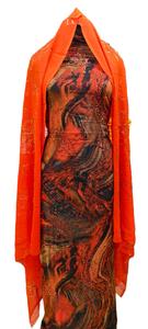 Conjunto de 3 Piezas de Dirac Somalí con Gogra y Garbasar, Mangas Largas con Volantes, Estampado Floral, Spandex, Ropa Tradicional de Lujo Ecológica para Mujer - Product Image 3