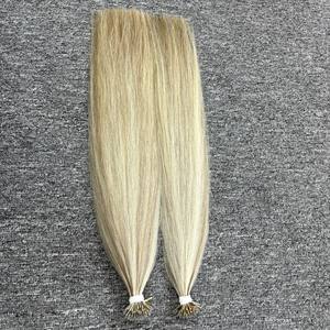Nanorings Raw Virgin Vietnamese Straight <b>Hair</b> <b>Extensions</b> with Machine Double Weft for Piano Color Nano Tip <b>Hair</b> - Product Image 3