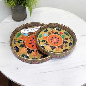 ถาดเสิร์ฟอาหารแบบคลาสสิกพร้อมผิวสวยเหมาะสำหรับเสิร์ฟชาหรือจัดอุปกรณ์เสริมผู้จำหน่ายอินเดีย - Product Image 1