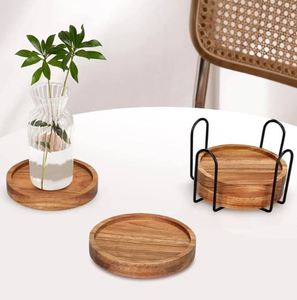 Best Quality Kitchen Accessories Coasters Set Table Display <b>Placemats</b> and <b>Wooden</b> Pads Reusable Coasters With Holder Tea Coffee - Product Image 3