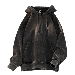 Fabricantes de ropa profesional, Sudadera con capucha desgastada con lavado ácido personalizado para hombre, ropa informal recortada cuadrada de gran tamaño para invierno - Product Image 4