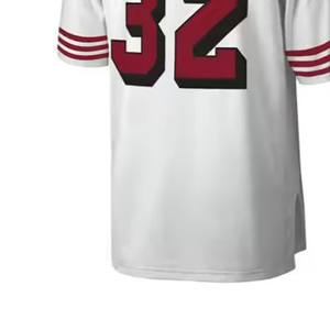 Camiseta de Fútbol Personalizada Blanca de Manga Corta con Cuello en V, Rayas Rojas, Transpirable, con Número Impreso, Diseño de Ropa de Fútbol Americano - Product Image 6