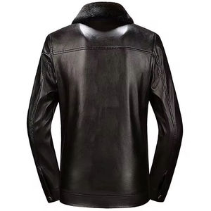 Heavyweight Turn Down Collar Comfortable <b>Men's</b> <b>Shearling</b> Leather <b>Jackets</b> Breathable Casual Wear <b>Mens</b> Leather <b>Jacket</b> Accept OEM - Product Image 4