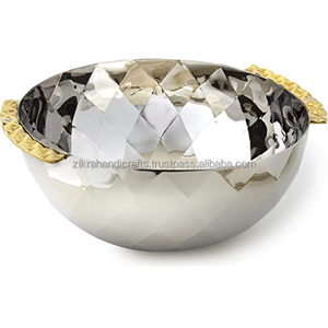 Royal Steel ที่ดีที่สุดสำหรับชามผลไม้เสิร์ฟอาหารตกแต่งโลหะผสมทรงกลมจานเสิร์ฟ - Product Image 3