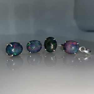 Conjunto de Pendientes y Anillo con Zirconia Natural Multicolor de Etiopía, Corte Ovalado, Certificado, Aleación de Alta Calidad, Chapado en Oro, Estilo Vintage - Product Image 1