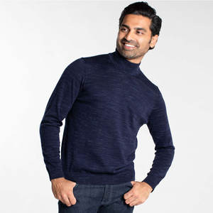 Pull pour hommes de haute qualité avec logo personnalisé Pull côtelé à col montant et manches longues en tissu respirant pour hommes - Product Image 1
