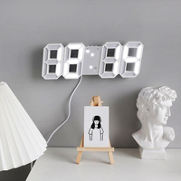 Jam Alarm elektronik, lampu 3D minimalis Modern Digital Display dinding meja Alarm
