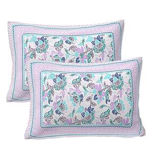 Parure de lit double 3 pièces imprimée fleurs bleu turquoise avec 2 taies d'oreiller et drap plat à fonction massage pour usage domestique (ADB1454) - Product Image 3