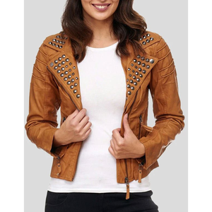 Logotipo personalizado de fábrica Cuello extendido de alta calidad Cremallera bidireccional Hebilla Rayas Patchwork High Rise Chaqueta de cuero granulado - Product Image 5