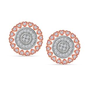 Boucles d'oreilles Halo Floral bicolore pour femme en argent 925 avec diamant de laboratoire et naturel de l'Inde Boucles d'oreilles en diamant - Product Image 1