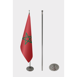 Drapeau d'intérieur officiel du Maroc - Impression numérique, mât en aluminium, matériaux nylon/polyester/vinyle/soie, usage éducatif - Product Image 2