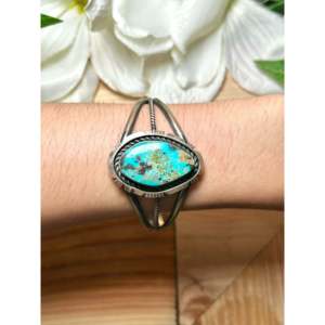 Navajo Handmade Red Skin Turquoise & Sterling <b>Silver</b> Fashion <b>Cuff</b> <b>Bracelet</b> - Product Image 5