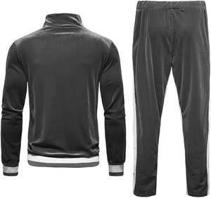 Chándal personalizado de 2 piezas con cremallera completa para hombre al por mayor, traje deportivo grueso con chaqueta y pantalones para ropa informal y deportiva - Product Image 2