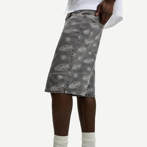 Pantalones cortos Vintage Diamond Baggy Acid Wash All-Rhinestone Design Jeans Jorts para hombres - Product Image 6