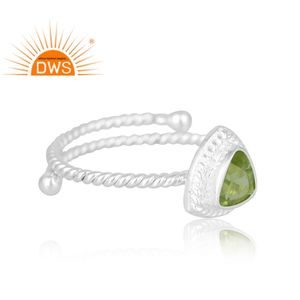 Anillo de Plata de Ley 925 con Piedra Preciosa de Peridoto Natural, Moderno y a la Moda, Última Tendencia en Joyería Personalizada para Mujer, Regalo para Ella - Product Image 4