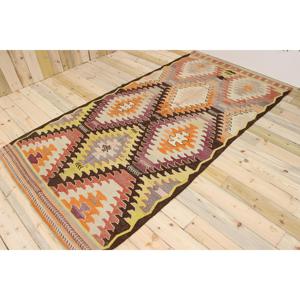 Alfombra Turca de 4.7x9.3 pies, Alfombra Vintage, Alfombra de Lana con Rayas Naranjas - Product Image 1