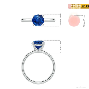 Anillo de Compromiso Solitario de Oro Sólido de 14K con Zafiro Azul Natural de Corte Redondo de 1 Quilate y 6MM, con Puntas en Forma de Corazón, Joyería Fina - Product Image 3