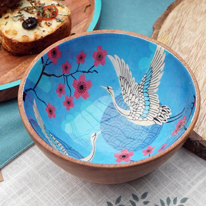 Cuenco de madera hecho a mano con estampado de esmalte, totalmente seguro para servir aperitivos cuenco, ensalada, utensilios de cocina de madera, el mejor regalo - Product Image 2