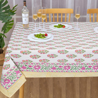 Handgefertigte Mehrfach-Blumenmuster Indische Traditionelle Blockdruck 100% Baumwolle Einweg-Ölbeständige Wasserdichte Tischdecke