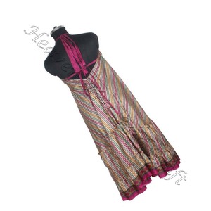 SD019 indien pakistanais Vintage soie Saree Hippy indien Boho imprimé fleuri coton vêtements nouveau Long Shari/Sari - Product Image 6