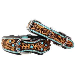 Collier de chien en cuir sculpté à la main de qualité incroyable avec rembourrage doux élégant confortable - Product Image 3