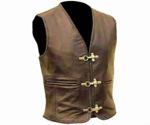 Gilet de moto en cuir Offre Spéciale pour hommes noir classique Vintage confortable Club équitation gilets de motard avec plusieurs poches - Product Image 6