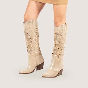 Jade Shine Chic Beige Bottines Design élégant Chic Beige Hauteur Texan Bootie Chic Beige Bottine - Product Image 4