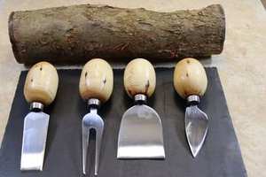Ensemble d'épandeur de fromage le plus vendu avec manche rond en bois couverts élégants servant des couverts à manger ensemble de 4 outils de table - Product Image 5