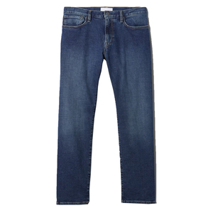 Jeans de Mezclilla de Primera Calidad, Corte Recto, Ajustados, Lavado Oscuro, Cintura Media, Algodón, Estilo Casual para Hombre, Otoño - Product Image 1