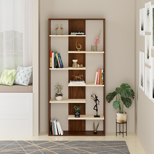 Bluewud maxelle ชั้นวางหนังสือไม้เชิงวิศวกรรมชั้นหนังสือที่จัดระเบียบพร้อมชั้นวางสำหรับแสดงตกแต่งตู้วางพื้น - Product Image 1