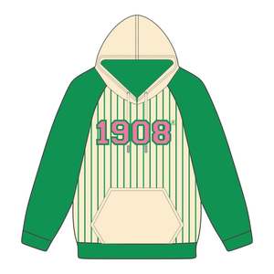 1908 cuerpo neutro verde raglán rayas pulóver Sudadera con capucha mezcla de algodón hermandad griega ropa personalizada Divine Nine HBCU vida griega - Product Image 2