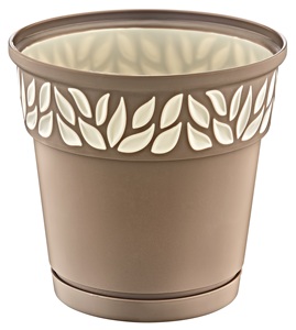 AFOSSA 1,25LT vaso di fiori in plastica leggera resistente marrone elegante ritaglio per giardino interno/esterno Design moderno - Product Image 1