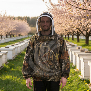 Veste d'apiculture avec voile amovible et fermeture éclair sur le devant, veste d'apiculture ventilée avec panneaux en maille pour la respirabilité - Product Image 4
