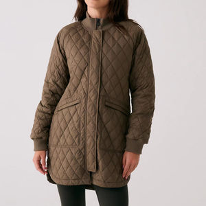 Veste mi-cuisse matelassée en diamant pour femmes en gros pour femmes veste décontractée à capuche à col côtelé de luxe élégante - Product Image 1